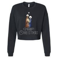 Merry Christmas Advent Nativity Scene North Star Cropped Pullover Crew