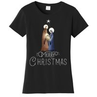 Merry Christmas Advent Nativity Scene North Star Women's T-Shirt