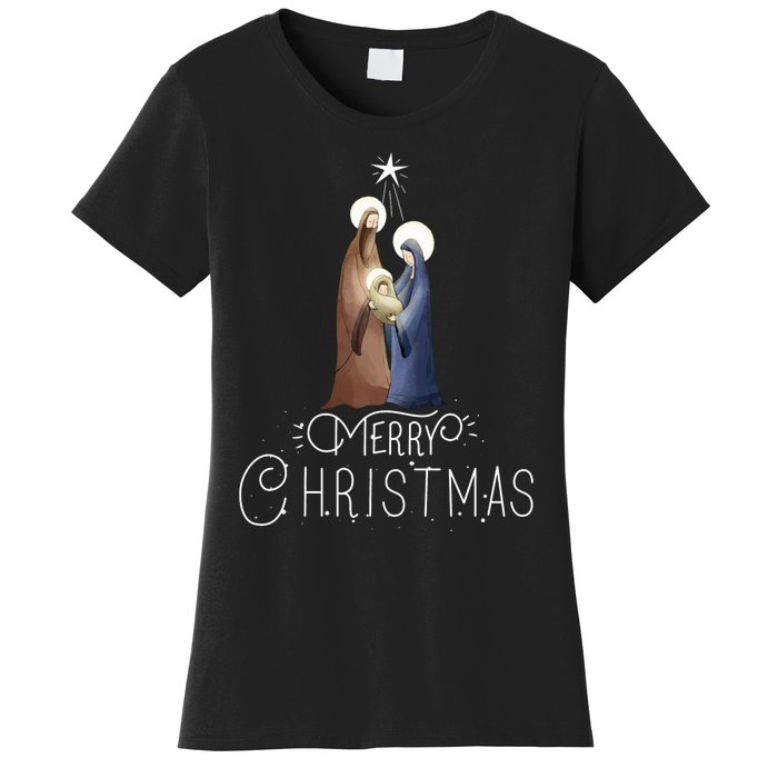 Merry Christmas Advent Nativity Scene North Star Women's T-Shirt