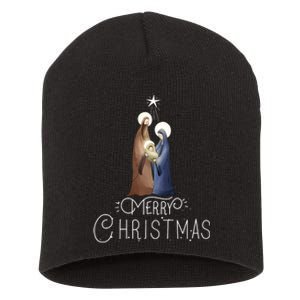 Merry Christmas Advent Nativity Scene North Star Short Acrylic Beanie