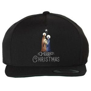 Merry Christmas Advent Nativity Scene North Star Wool Snapback Cap