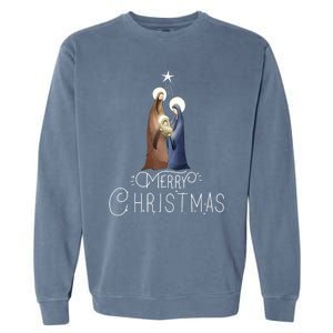 Merry Christmas Advent Nativity Scene North Star Garment-Dyed Sweatshirt