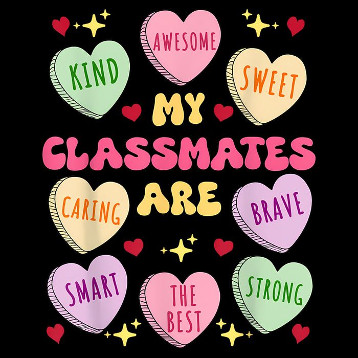 My Classmates Are Valentines Day Candy Positive Hearts Drawstring Bag