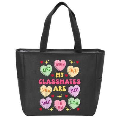 My Classmates Are Valentines Day Candy Positive Hearts Zip Tote Bag