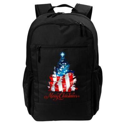 Merry Christmas American Flag Christmas Tree Backpack
