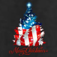 Merry Christmas American Flag Christmas Tree 15oz Campfire Ceramic Mug