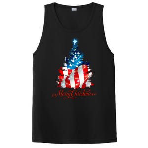 Merry Christmas American Flag Christmas Tree PosiCharge Competitor Tank