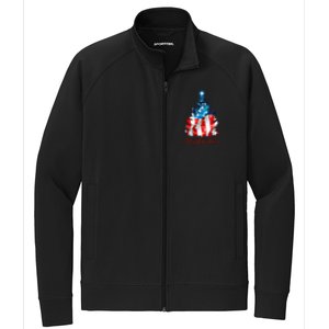 Merry Christmas American Flag Christmas Tree Stretch Full-Zip Cadet Jacket