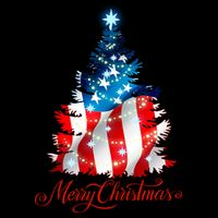 Merry Christmas American Flag Christmas Tree Cropped Pullover Crew
