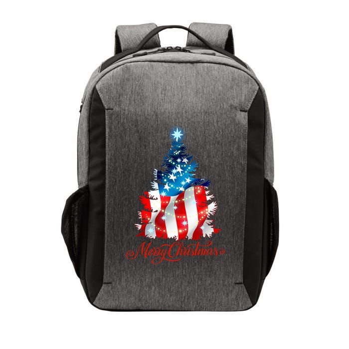 Merry Christmas American Flag Christmas Tree Vector Backpack