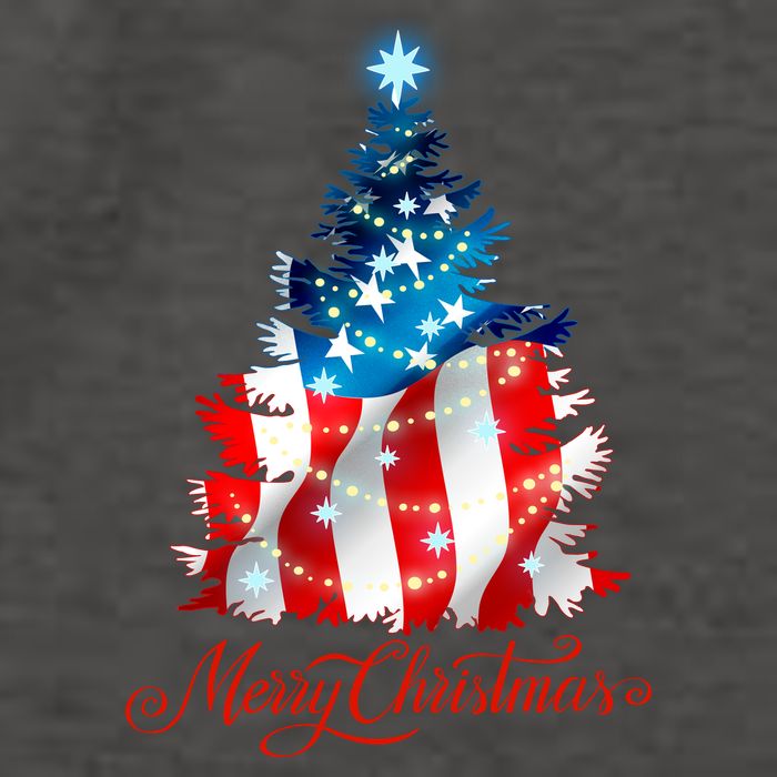 Merry Christmas American Flag Christmas Tree Vector Backpack