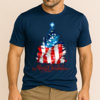 Merry Christmas American Flag Christmas Tree Performance Shirt