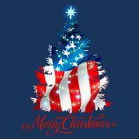 Merry Christmas American Flag Christmas Tree 7-Panel Snapback Hat