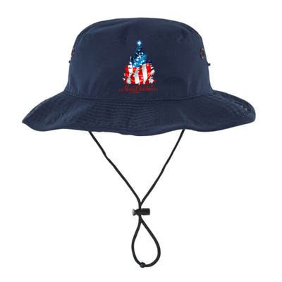 Merry Christmas American Flag Christmas Tree Bucket Hat