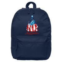 Merry Christmas American Flag Christmas Tree 16 in Basic Backpack