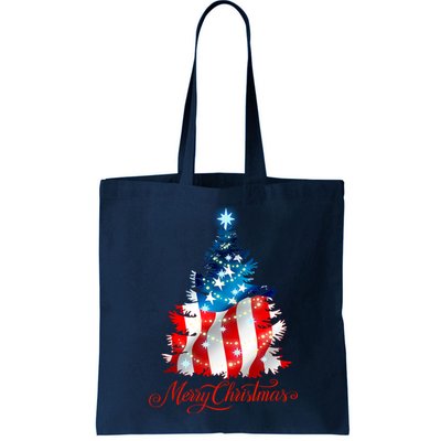 Merry Christmas American Flag Christmas Tree Bag
