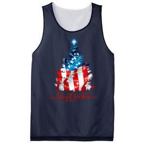 Merry Christmas American Flag Christmas Tree Mesh Reversible Basketball Jersey Tank