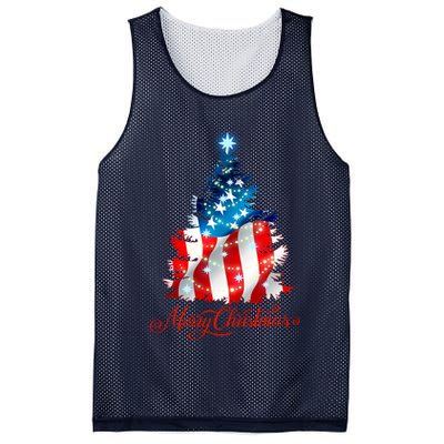 Merry Christmas American Flag Christmas Tree Mesh Reversible Basketball Jersey Tank