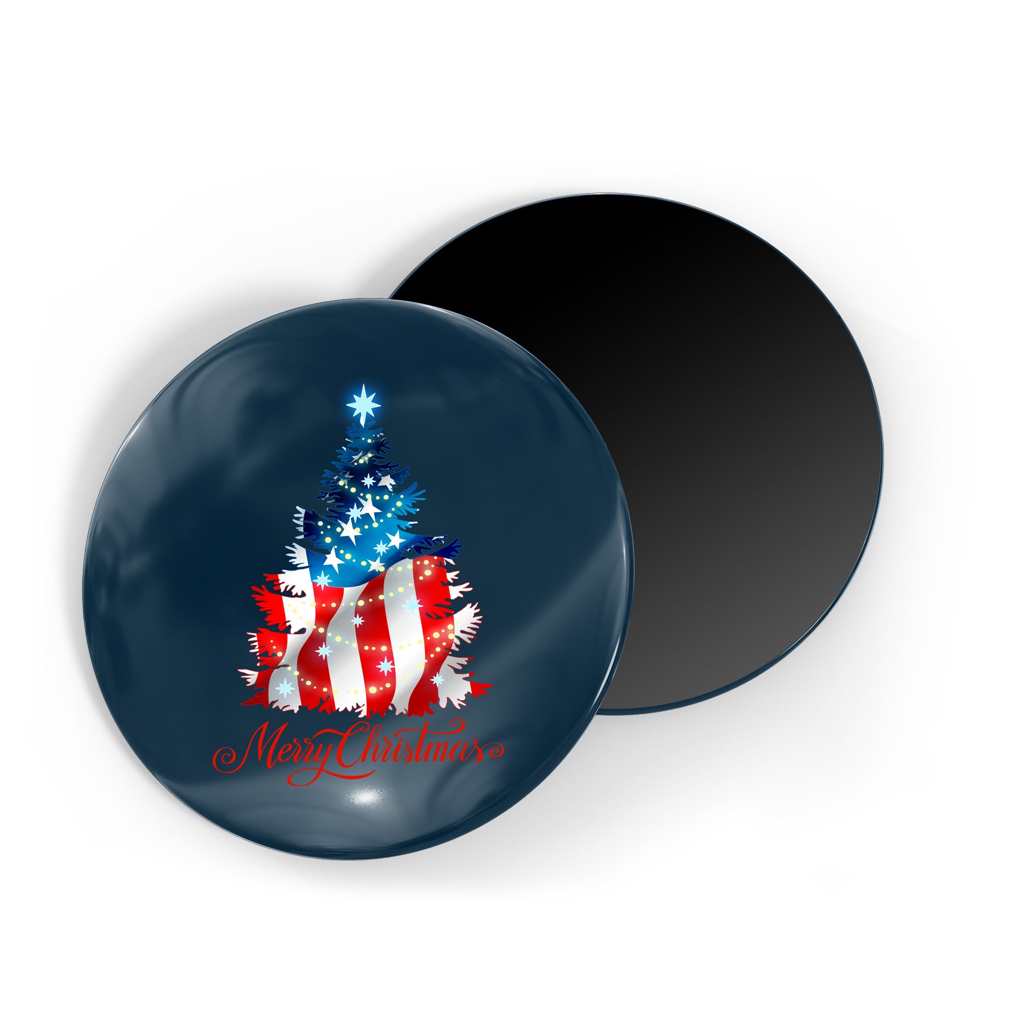 Merry Christmas American Flag Christmas Tree Magnet