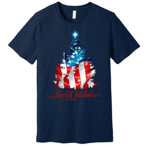 Merry Christmas American Flag Christmas Tree Premium T-Shirt