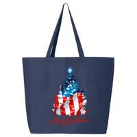 Merry Christmas American Flag Christmas Tree 25L Jumbo Tote