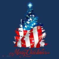 Merry Christmas American Flag Christmas Tree Short Acrylic Beanie