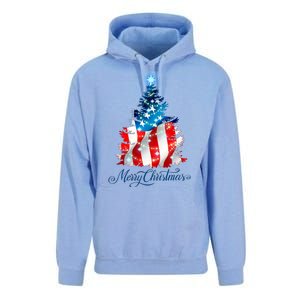 Merry Christmas American Flag Christmas Tree Unisex Surf Hoodie