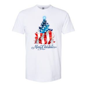 Merry Christmas American Flag Christmas Tree Softstyle CVC T-Shirt