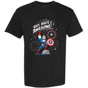 Marvel Captain America Red White & Awesome 4th of July Garment-Dyed Heavyweight T-Shirt