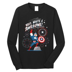 Marvel Captain America Red White & Awesome 4th of July Long Sleeve Shirt