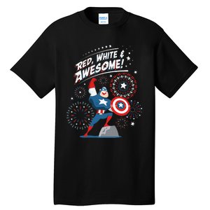 Marvel Captain America Red White & Awesome 4th of July Tall T-Shirt