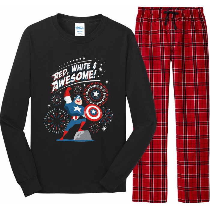 Marvel Captain America Red White & Awesome 4th of July Long Sleeve Pajama Set