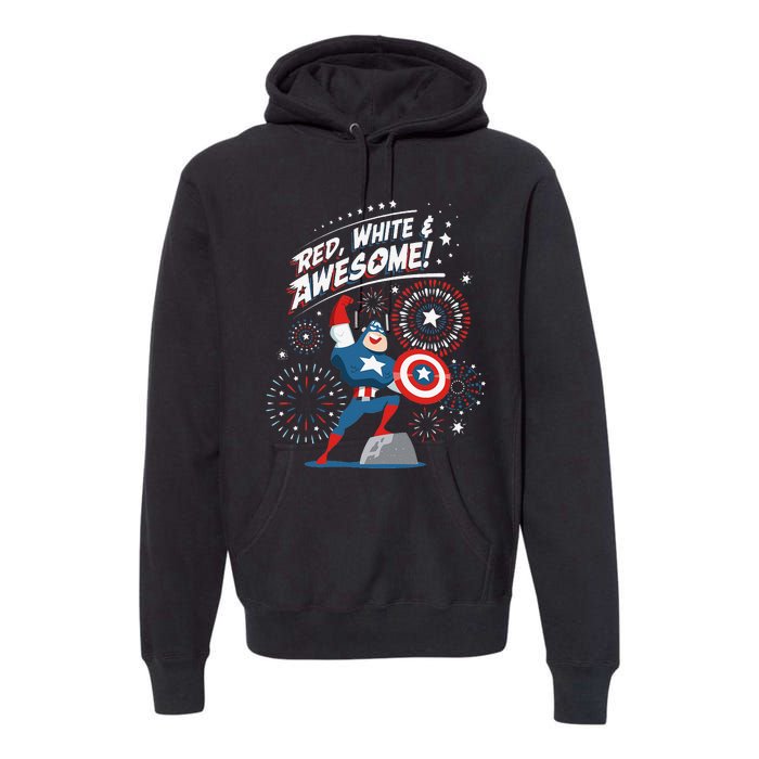 Marvel Captain America Red White & Awesome 4th of July Premium Hoodie