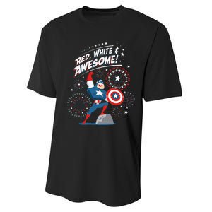 Marvel Captain America Red White & Awesome 4th of July Performance Sprint T-Shirt