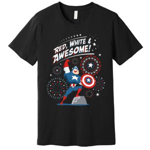 Marvel Captain America Red White & Awesome 4th of July Premium T-Shirt