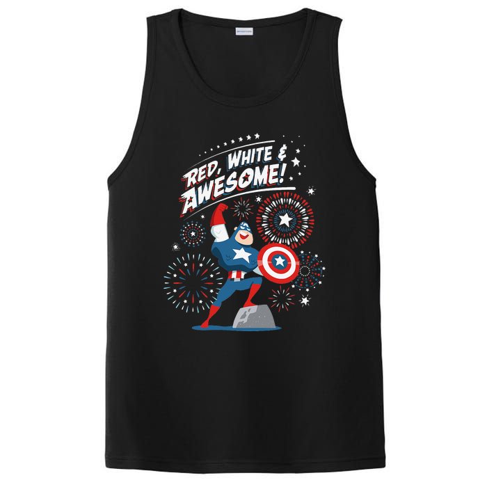 Marvel Captain America Red White & Awesome 4th of July PosiCharge Competitor Tank