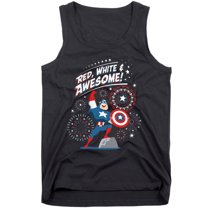 Marvel Captain America Red White & Awesome 4th of July Tank Top