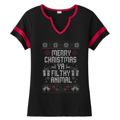 Merry Christmas Animal Filthy Ya Xmas Ladies Halftime Notch Neck Tee