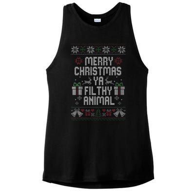 Merry Christmas Animal Filthy Ya Xmas Ladies PosiCharge Tri-Blend Wicking Tank