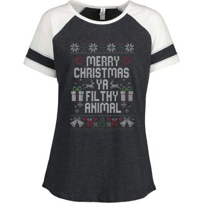 Merry Christmas Animal Filthy Ya Xmas Enza Ladies Jersey Colorblock Tee