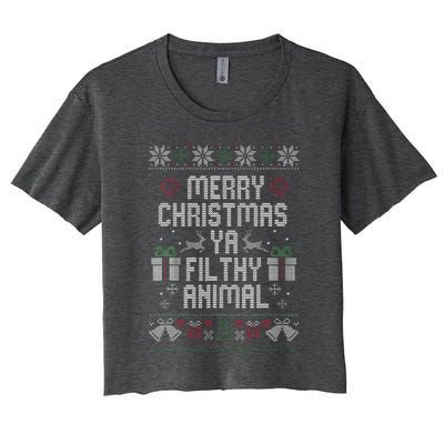 Merry Christmas Animal Filthy Ya Xmas Women's Crop Top Tee