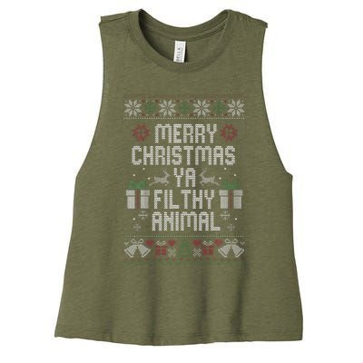 Merry Christmas Animal Filthy Ya Xmas Women's Racerback Cropped Tank