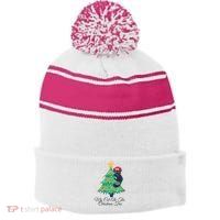 My Cat Ate The Christmas Tree Hilarious Holiday Apparel Stripe Pom Pom Beanie