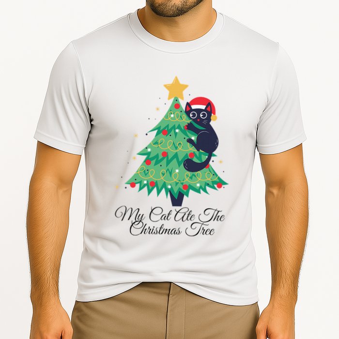 My Cat Ate The Christmas Tree Hilarious Holiday Apparel Performance Shirt