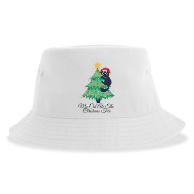 My Cat Ate The Christmas Tree Hilarious Holiday Apparel Sustainable Bucket Hat