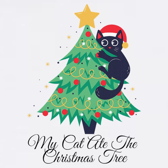 My Cat Ate The Christmas Tree Hilarious Holiday Apparel Button