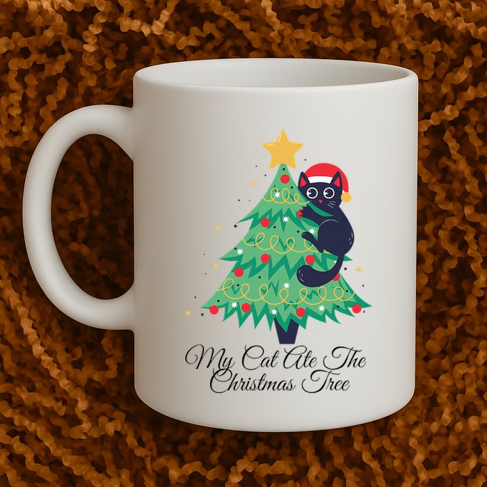 My Cat Ate The Christmas Tree Hilarious Holiday Apparel Mug