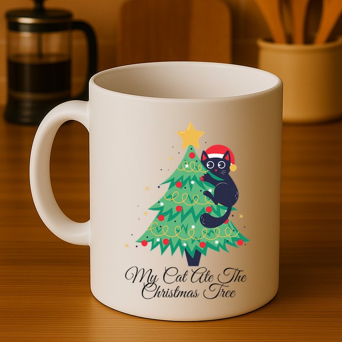 My Cat Ate The Christmas Tree Hilarious Holiday Apparel Mug