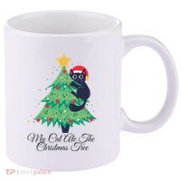 My Cat Ate The Christmas Tree Hilarious Holiday Apparel 11oz C Handle Ceramic Mug