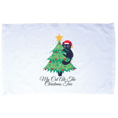 My Cat Ate The Christmas Tree Hilarious Holiday Apparel Microfiber Hand Towel